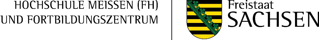 Absenderfahne Hochschule Meißen (FH) und Fortbildungszentrum mit Leitmarke Freistaat Sachsen